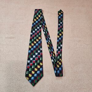 American Greetings Vintage Y2K Holiday Novelty Checkered Pattern 100% Silk Tie